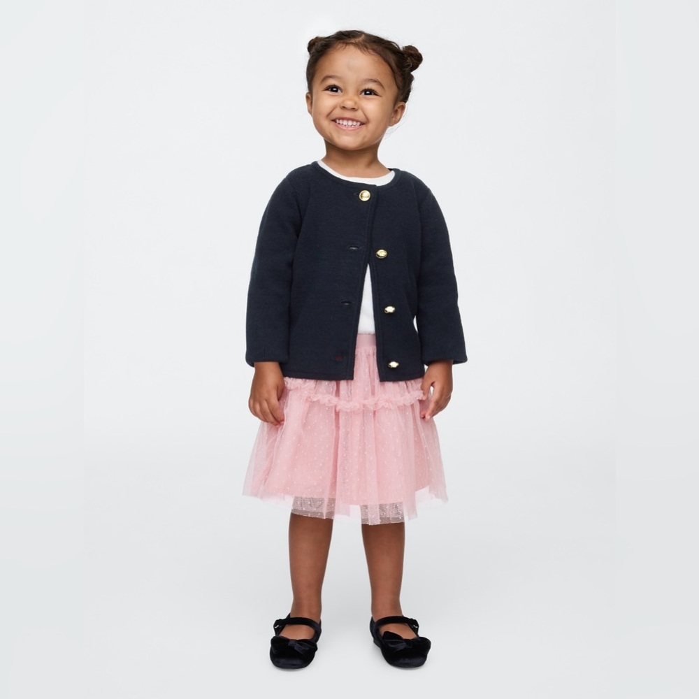 NWT BABY GAP Girls Pink Tiered Tulle Skirt with Polka Dots 12-18M, 2T